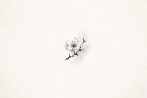 Minimalist Monochrome Cherry Blossom Illustration