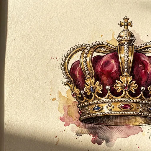 Watercolor and Ink Royal Crown Illustration
