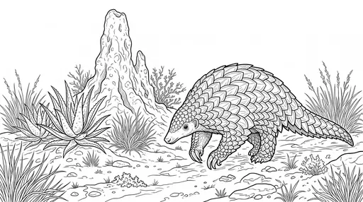 Pangolin and Termite Mound Coloring Page