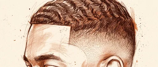 Conté Crayon Sketch of Men's Taper Fade