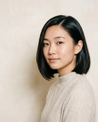 Young Woman with Glossy Bob Portrait