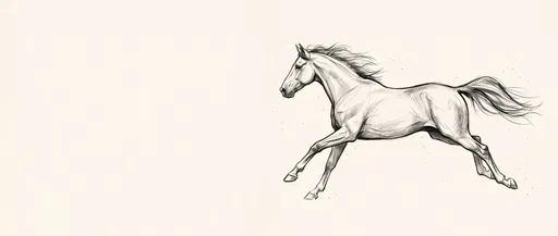 Galloping Horse Sketch on Ivory Background