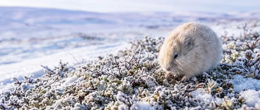 Arctic Lemming on Frosty Tundra