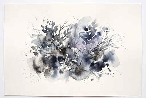 Slate Gray Watercolor Botanical Wash