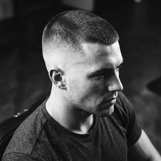 Monochrome Portrait of Man with Fade Haircut