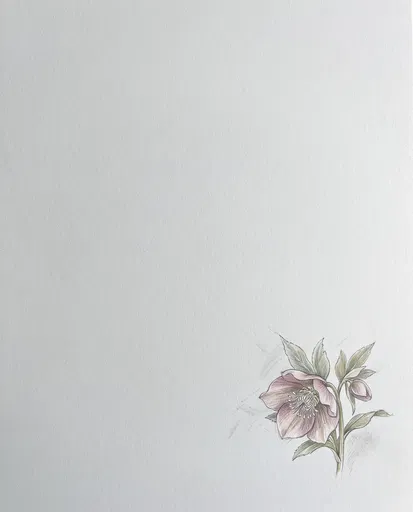 Delicate Hellebore Drawing on Textured Paper