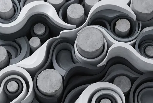 Monochrome Concrete Cylinders and Architectural Waves