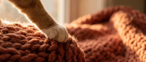 Ginger Cat Paw on Terracotta Blanket