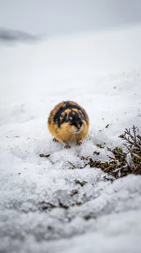 Norway Lemming on Melting Snow