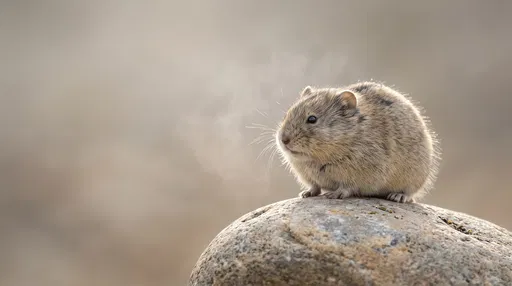 Steppe Lemming Perched on Weathered Stone