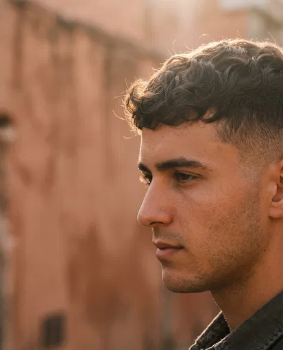 Young Man With Short Wavy Haircut