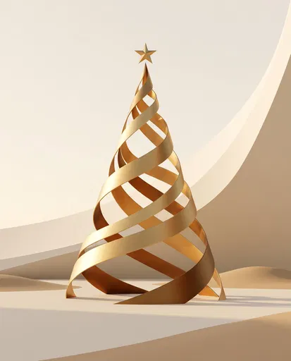 Minimalist Golden Ribbon Christmas Tree