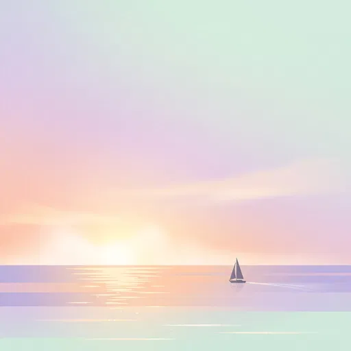 Minimalist Sailboat at Pastel Sunrise