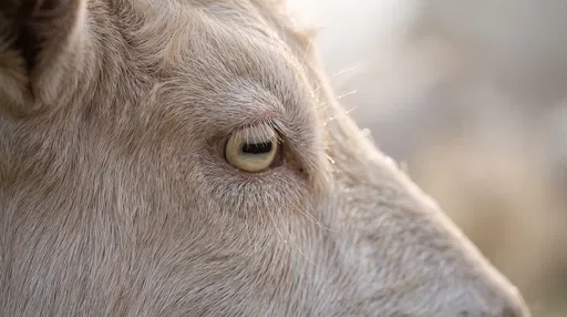 Close-Up Profile of White Goat Eye