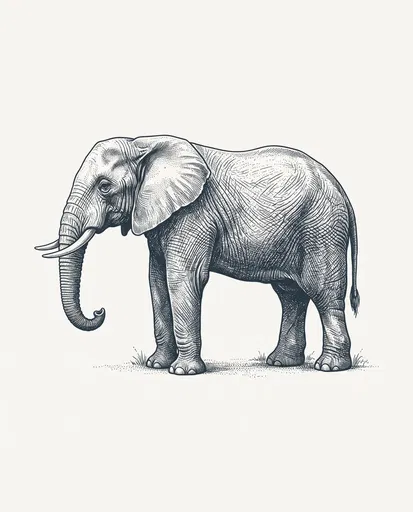 Vintage Engraved Elephant Profile Illustration