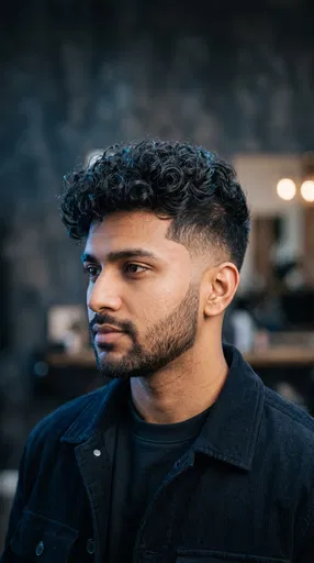 Man With Curly Undercut And Fade