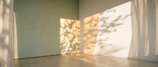 Sunlight and Leaf Shadows in Minimalist Corner