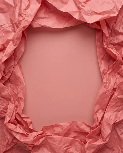 Crinkled Pink Tissue Paper Frame Background