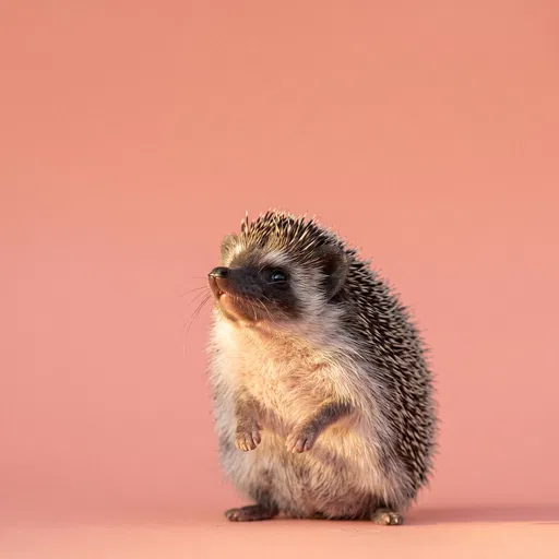 Pygmy Hedgehog on Coral Backdrop