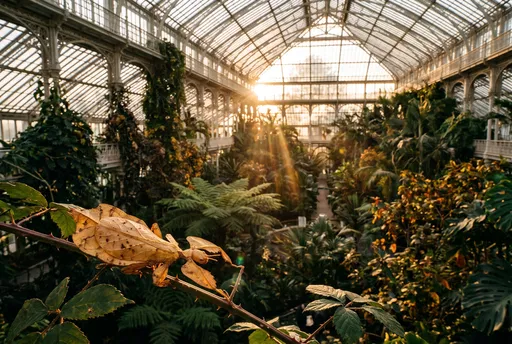 Leaf Insect in Sunlit Botanical Conservatory