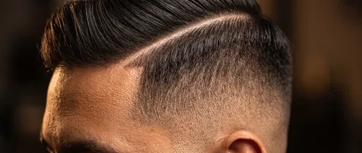 Macro Close-Up of Men's Fade Haircut