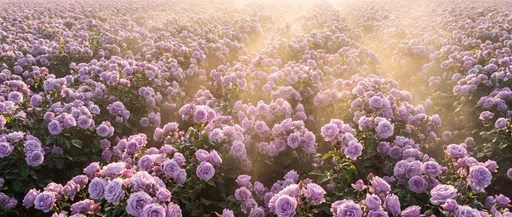 Misty Field of Pastel Purple Roses