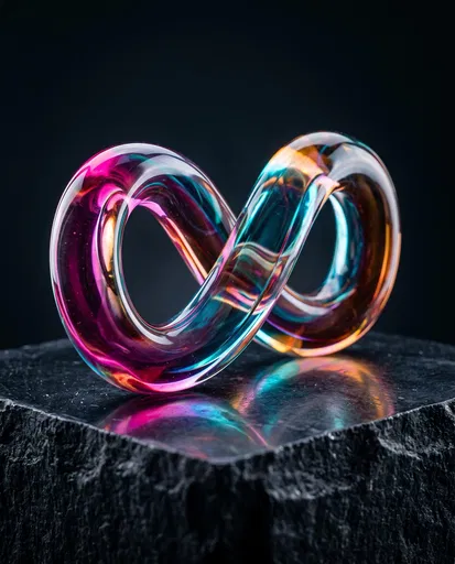 Glass Infinity Symbol on Slate Pedestal