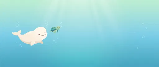 Cute Beluga and Sea Turtle Wallpaper
