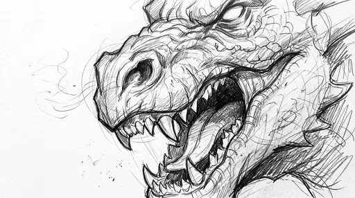 Graphite Pencil Sketch of Snarling Dragon