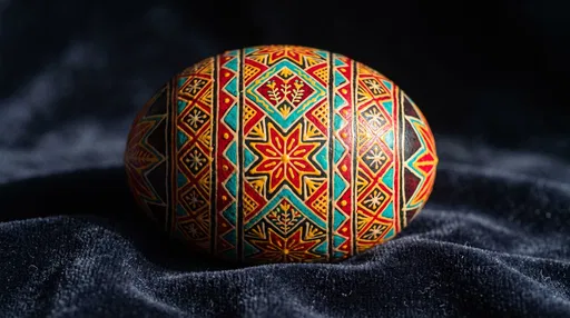Ukrainian Pysanky Easter Egg on Dark Velvet