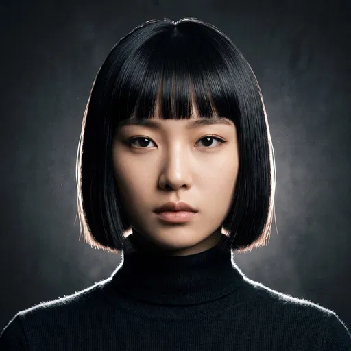 Woman with Blunt Black Bob Haircut