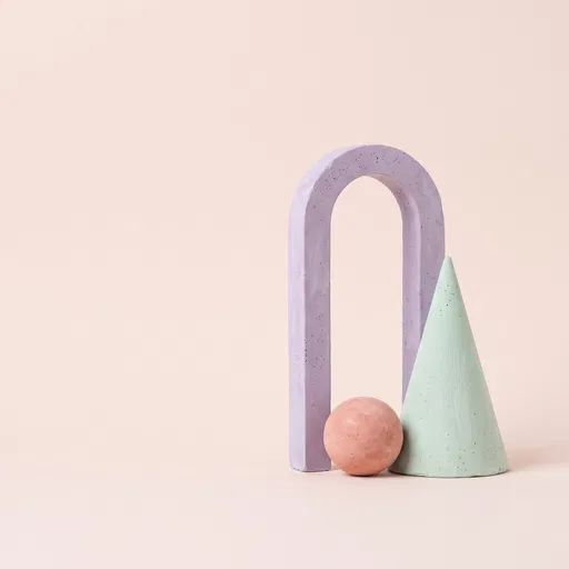 Pastel Plaster Geometric Shapes Still Life