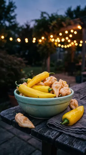 Bowl of Fresh Peppers at Dusk