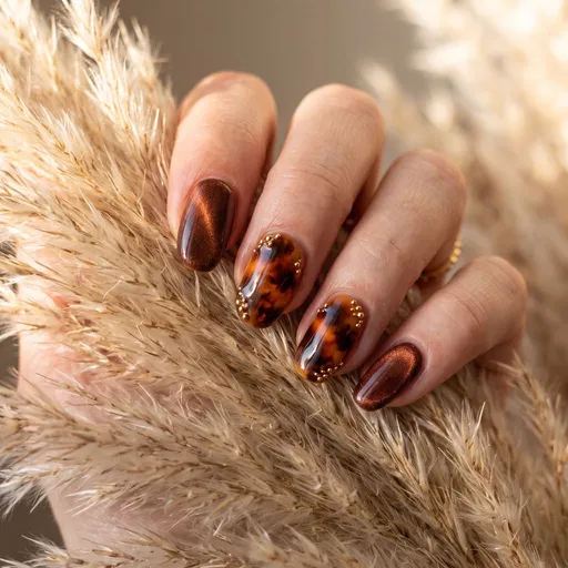 Tortoiseshell and Cat-Eye Gel Manicure