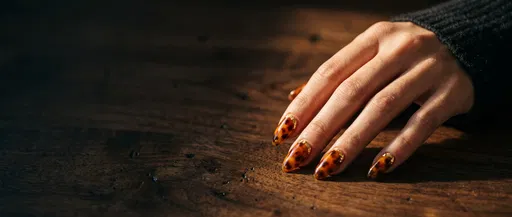Hand With Tortoiseshell and Gold Manicure