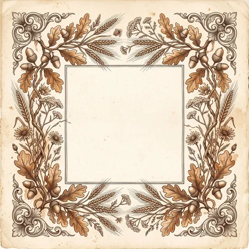 Vintage Sepia Autumn Botanical Border Frame