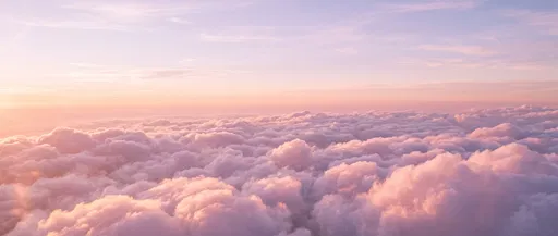 Aerial View Above Pastel Pink Clouds
