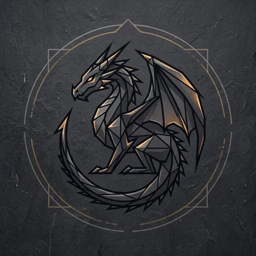 Geometric Black Dragon Emblem