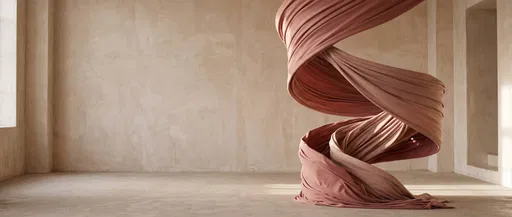 Spiraling Blush Fabric in Minimalist Room