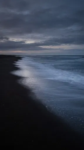 Moody Black Sand Beach at Twilight