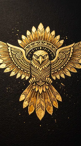 Metallic Gold Eagle Totem Emblem