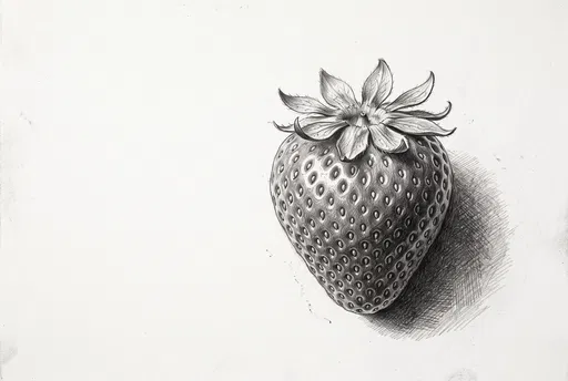 Graphite Pencil Drawing of a Whole Strawberry