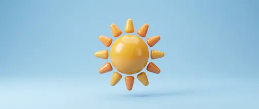 Stylized 3D Glossy Sun Icon