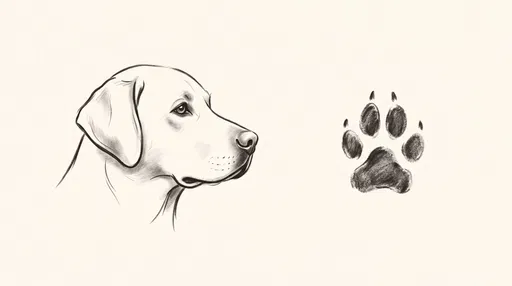 Labrador Profile and Paw Print Sketch