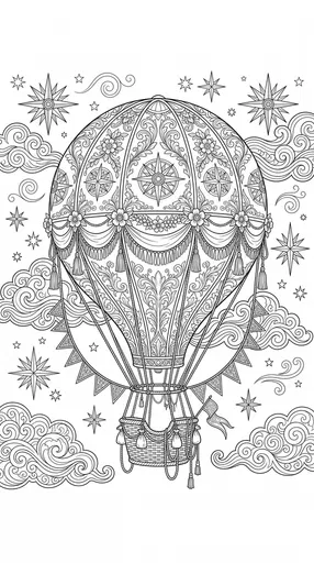 Ornate Hot Air Balloon Coloring Page