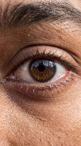 Macro Close-Up of Tearful Brown Eye
