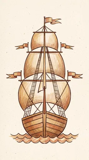 Vintage Tall Sailing Ship Sketch