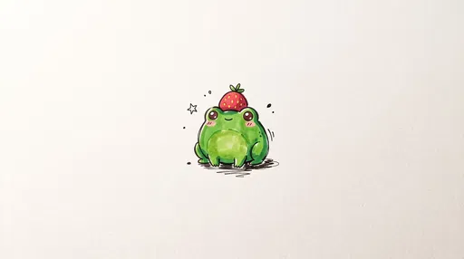 Cute Chubby Frog With Strawberry Hat Doodle