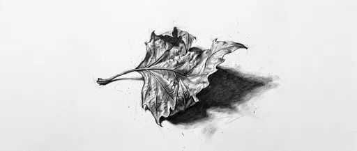 Charcoal Drawing of Dried Sycamore Leaf
