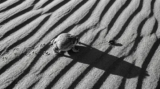 Monochrome Desert Frog Stalking Beetle on Sand